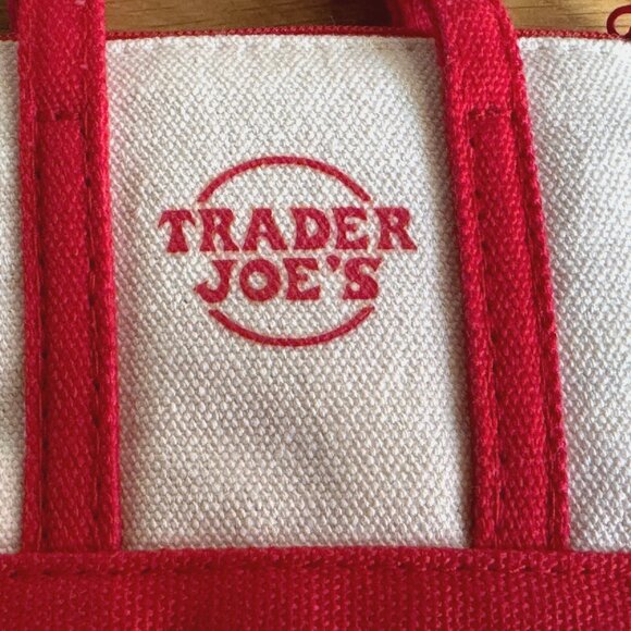 Trader Joe's Canvas Micro Tote with Grocery Bag, Red - Picture 6 of 15